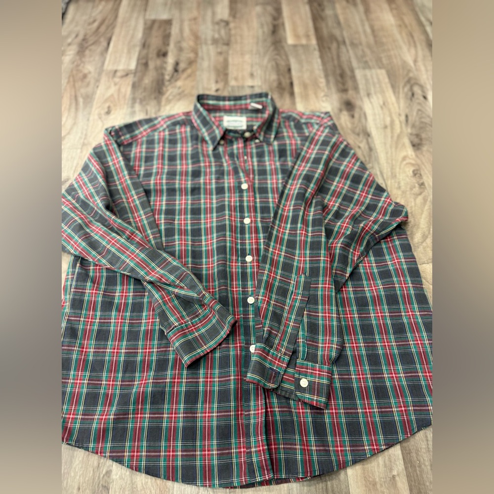 Vintage Men's Plaid Shirt - Red and Green Separate Issue‎ shirt size large